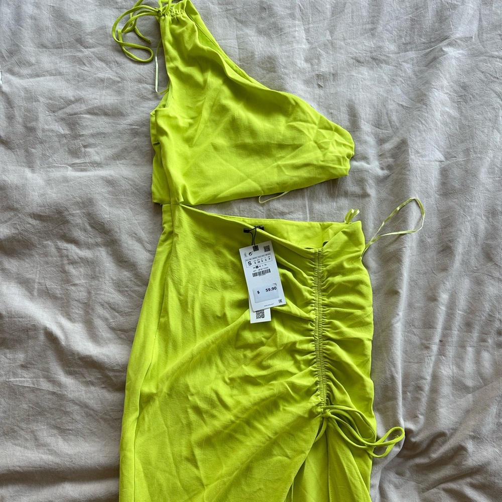NEW Lime One Shoulder Cutout Dress Size S